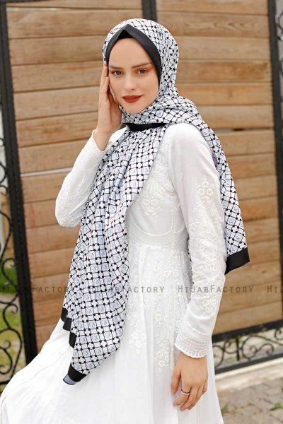 Grijs Hijab Twill Met Patroon - Sal Evi