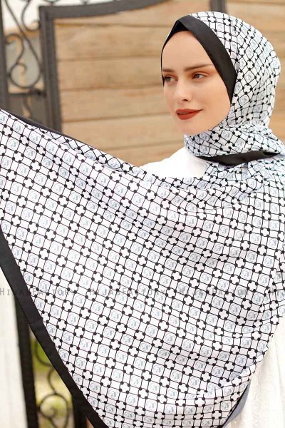 Grijs Hijab Twill Met Patroon - Sal Evi