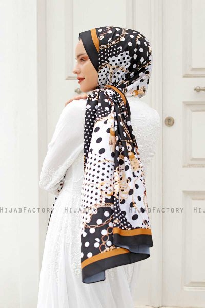 Gold Hijab Twill Met Patroon - Sal Evi