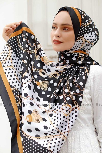 Gold Hijab Twill Met Patroon - Sal Evi