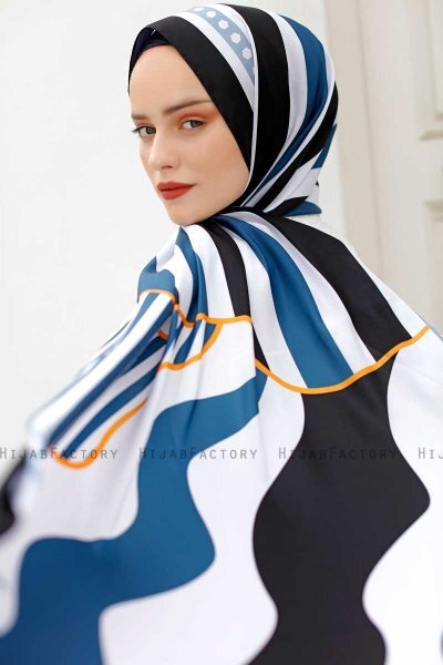 Hijab Twill Met Oceaanpatroon - Sal Evi
