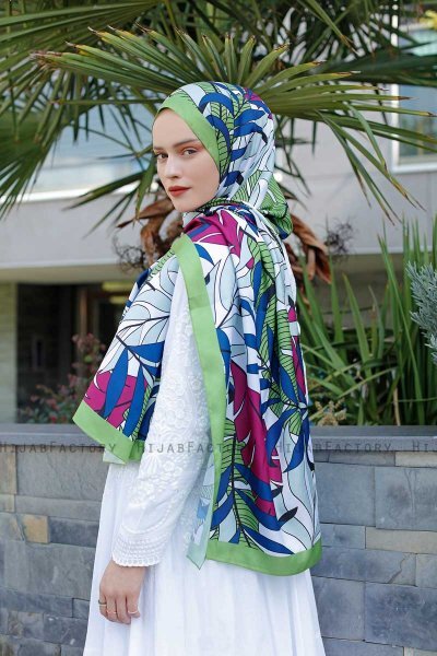 Hijab Twill Met Bladpatroon - Sal Evi