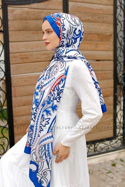 Hijab Twill Met Baksteenroodpatroon - Sal Evi