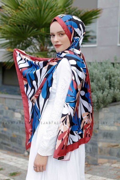 Hijab Twill Met Blauwpatroon - Sal Evi