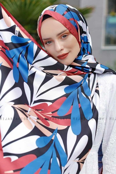 Hijab Twill Met Blauwpatroon - Sal Evi