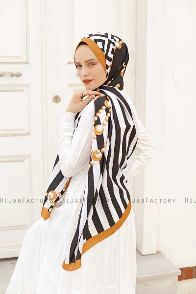Hijab Twill Met Yellow Pearlpatroon - Sal Evi