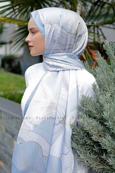 Hijab Twill Met Blue Forestpatroon - Sal Evi