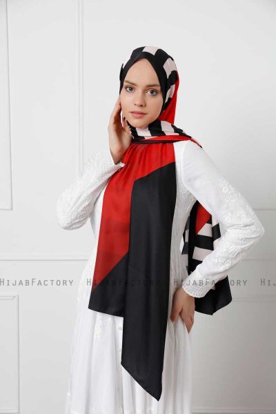 Hijab Twill Met Gestreeptpatroon - Sal Evi