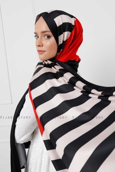 Hijab Twill Met Gestreeptpatroon - Sal Evi