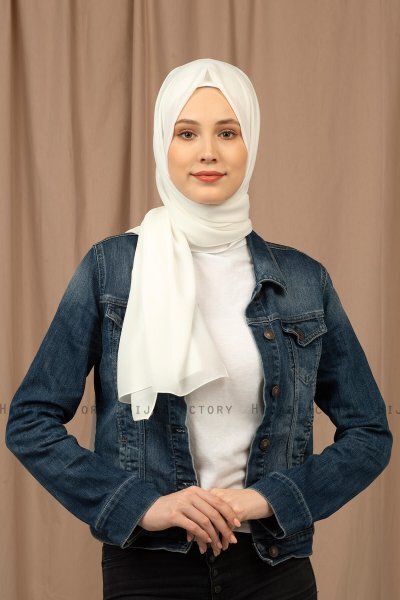 Yildiz - Pearl White Crepe Chiffon Hijab