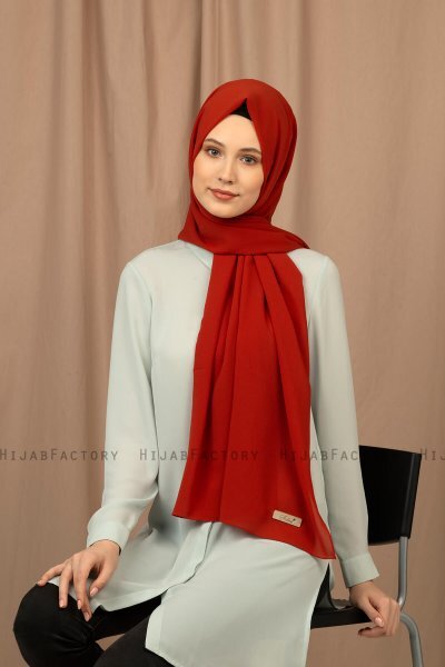 Yildiz - Baksteenrood Crepe Chiffon Hijab
