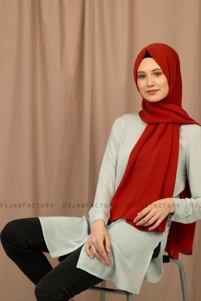 Yildiz - Baksteenrood Crepe Chiffon Hijab