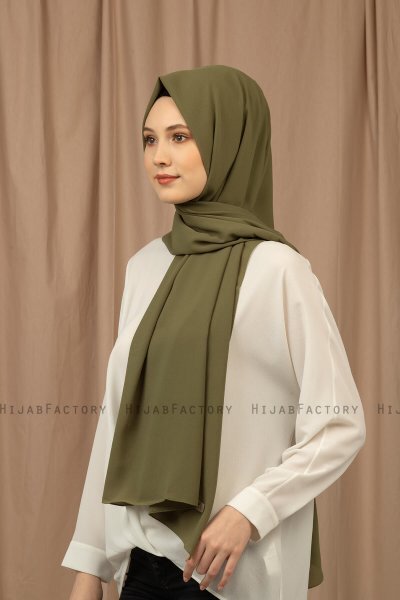 Yildiz - Olijfgroen Crepe Chiffon Hijab