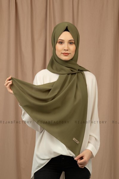 Yildiz - Olijfgroen Crepe Chiffon Hijab