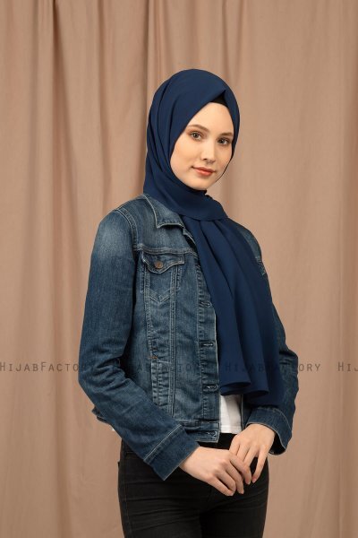 Yildiz - Marineblauw Crepe Chiffon Hijab