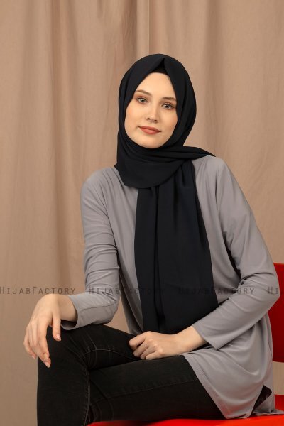 Yildiz - Donker Marineblauw Crepe Chiffon Hijab