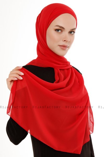 Derya - Rood Praktisch Chiffon Hijab