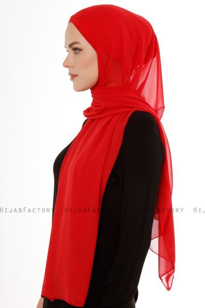 Derya - Rood Praktisch Chiffon Hijab