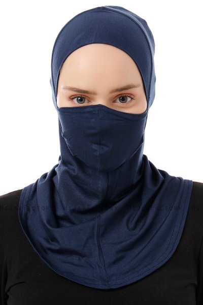 Damla - Marineblauw Ninja Hijab Masker Onderkapje