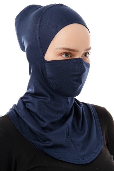 Damla - Marineblauw Ninja Hijab Masker Onderkapje