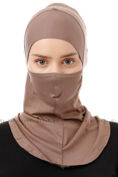 Damla - Donker Taupe Ninja Hijab Masker Onderkapje