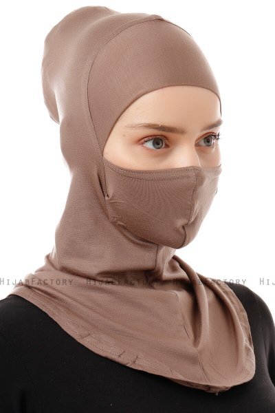 Damla - Donker Taupe Ninja Hijab Masker Onderkapje