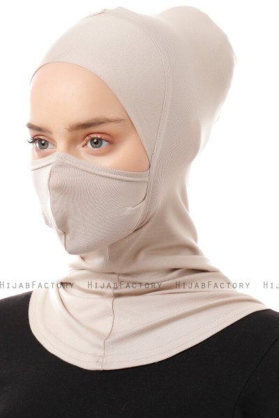 Damla - Licht Taupe Ninja Hijab Masker Onderkapje