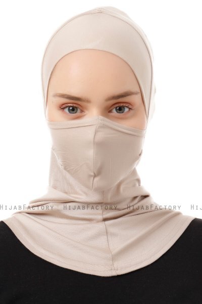 Damla - Licht Taupe Ninja Hijab Masker Onderkapje