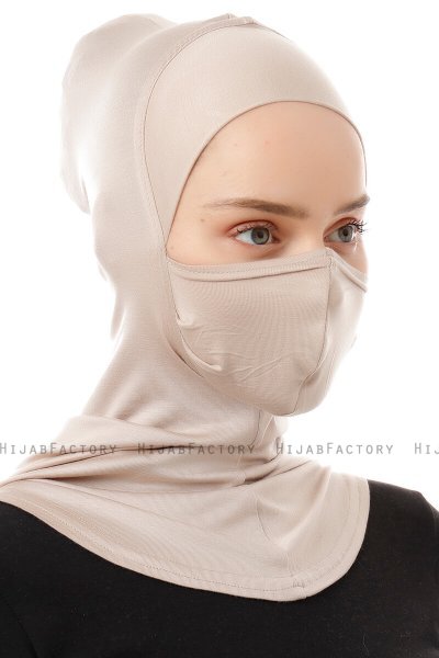 Damla - Licht Taupe Ninja Hijab Masker Onderkapje