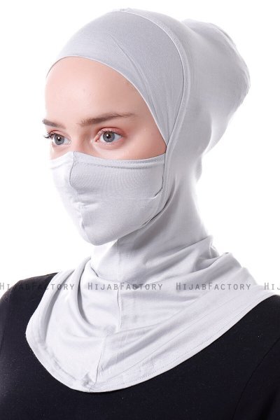 Damla - Lichtgrijs Ninja Hijab Masker Onderkapje
