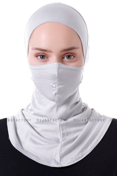 Damla - Lichtgrijs Ninja Hijab Masker Onderkapje