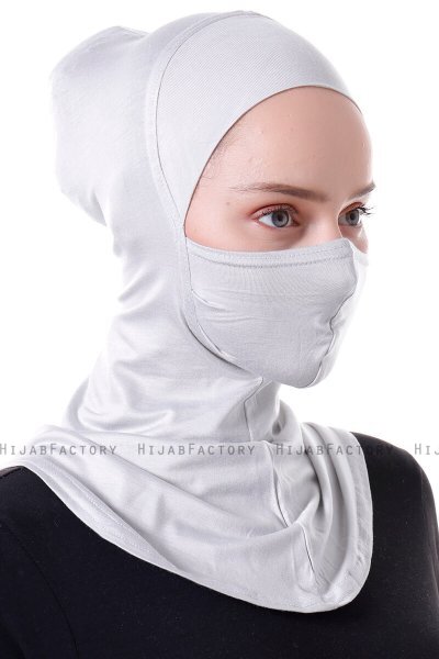Damla - Lichtgrijs Ninja Hijab Masker Onderkapje