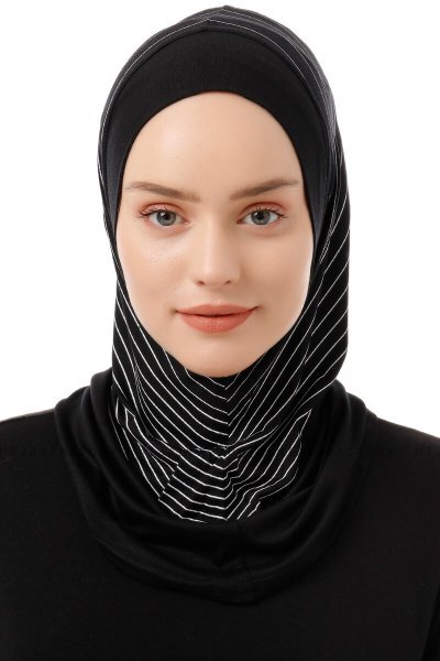 Babe Plain - Zwart & Wit Al Amira One-Piece Hijab
