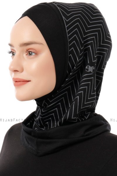 Silva Cross - Zwart & Lichtgrijs Al Amira One-Piece Hijab