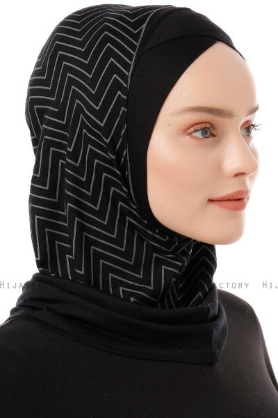Silva Cross - Zwart & Lichtgrijs Al Amira One-Piece Hijab