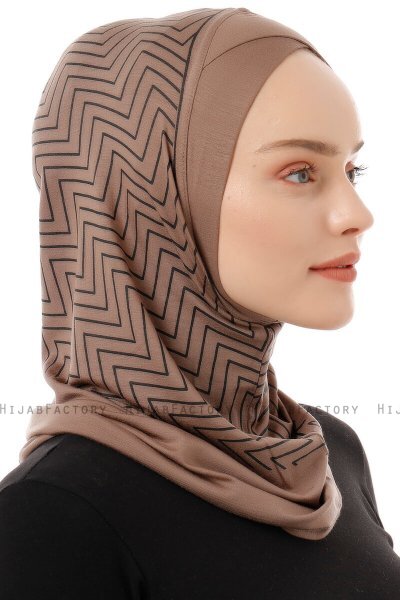 Silva Cross - Donker Taupe Al Amira One-Piece Hijab