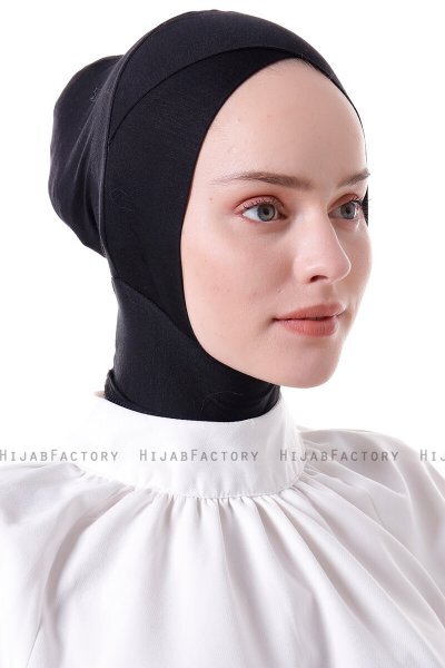 Elnara - Zwart Cross Hijab Onderkapje