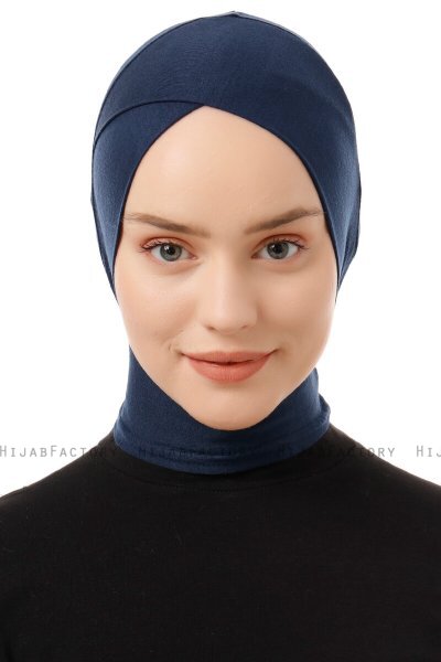 Elnara - Marineblauw Cross Hijab Onderkapje