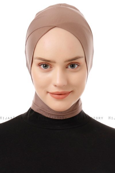 Elnara - Donker Taupe Cross Hijab Onderkapje