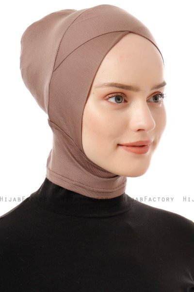 Elnara - Donker Taupe Cross Hijab Onderkapje