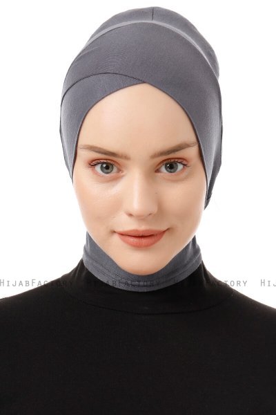 Elnara - Donker Grijs Cross Hijab Onderkapje