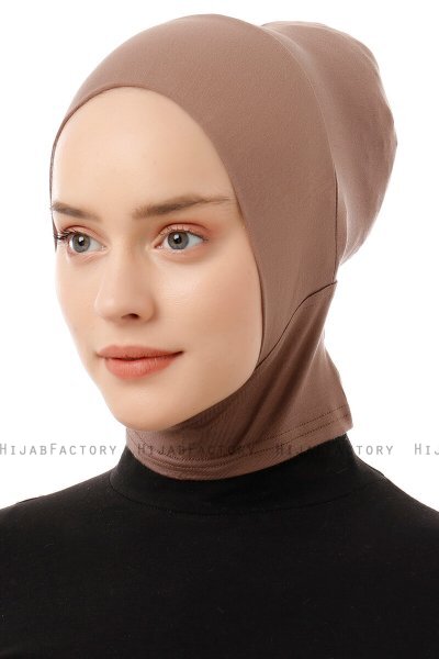 Elnara - Donker Taupe Plain Hijab Onderkapje