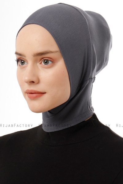Elnara - Donker Grijs Plain Hijab Onderkapje