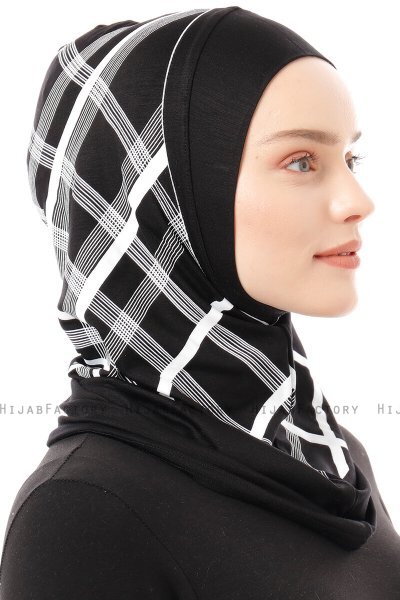 Ekose Plain - Zwart & Wit Al Amira One-Piece Hijab