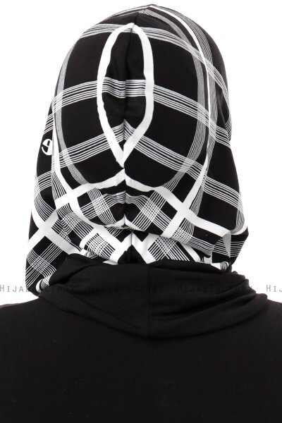 Ekose Plain - Zwart & Wit Al Amira One-Piece Hijab