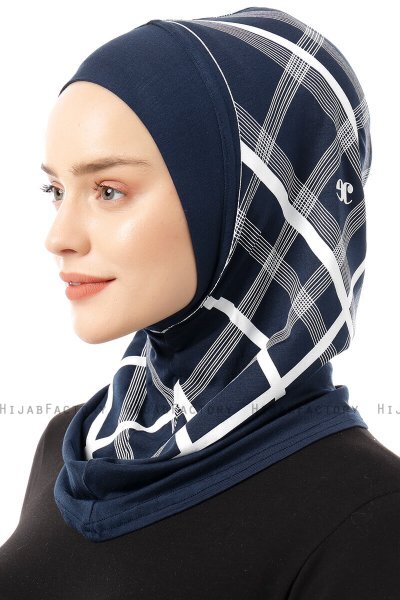 Ekose Plain - Marineblauw Al Amira One-Piece Hijab