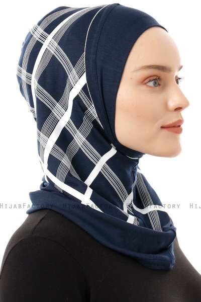 Ekose Plain - Marineblauw Al Amira One-Piece Hijab