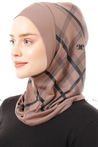 Ekose Plain - Donker Taupe Al Amira One-Piece Hijab