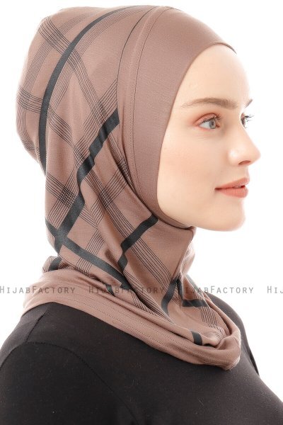 Ekose Plain - Donker Taupe Al Amira One-Piece Hijab