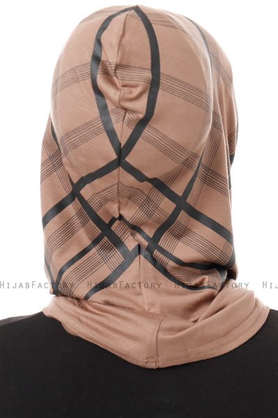 Ekose Plain - Donker Taupe Al Amira One-Piece Hijab